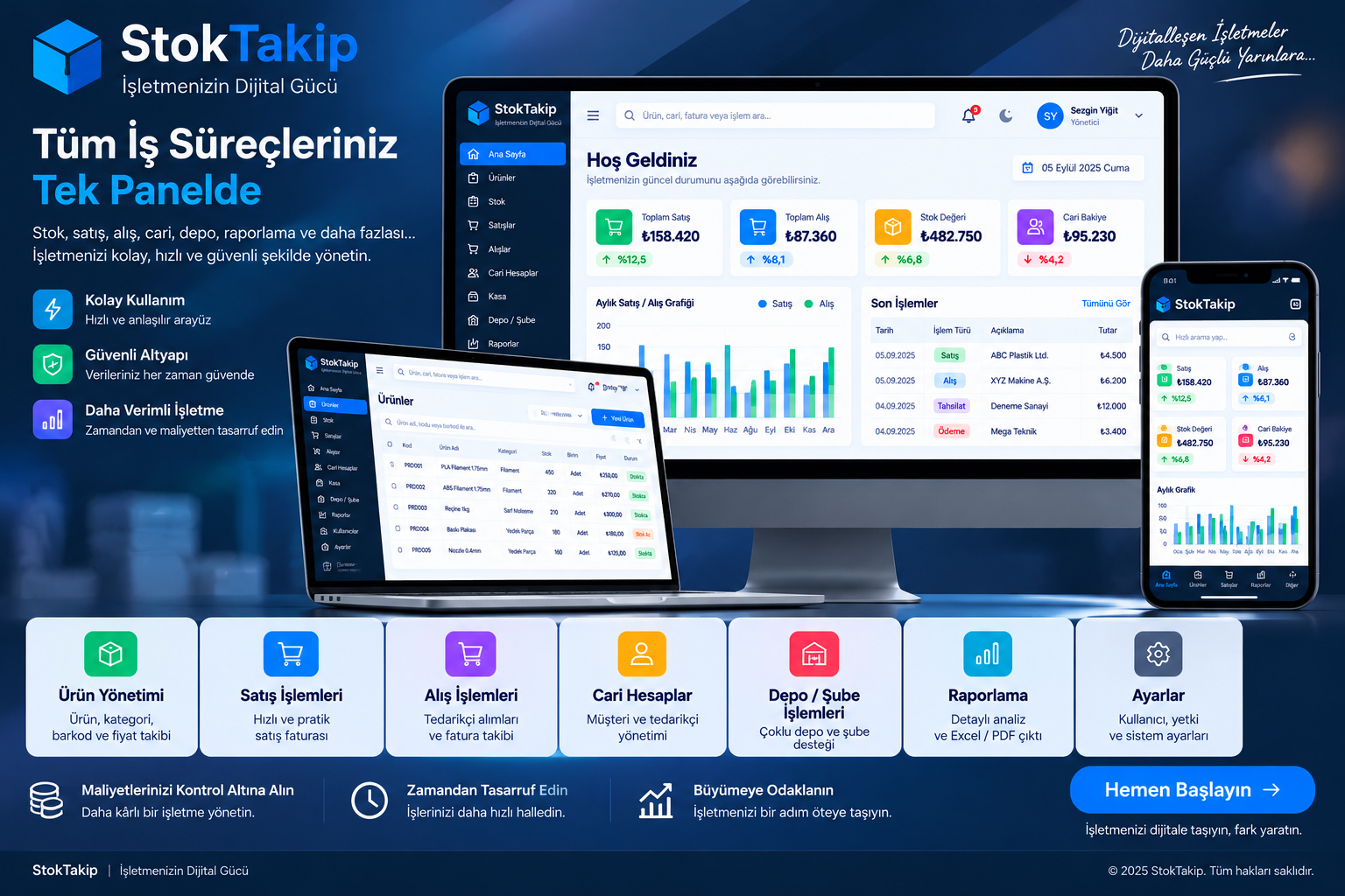 StokTakip — tüm iş süreçleriniz tek panelde